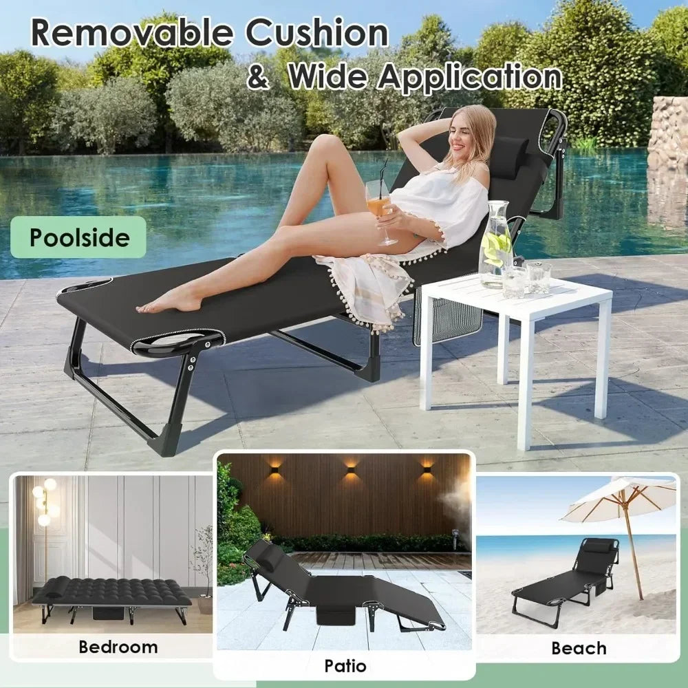 3-in-1 Folding Camping Bed with Adjustable Backrest