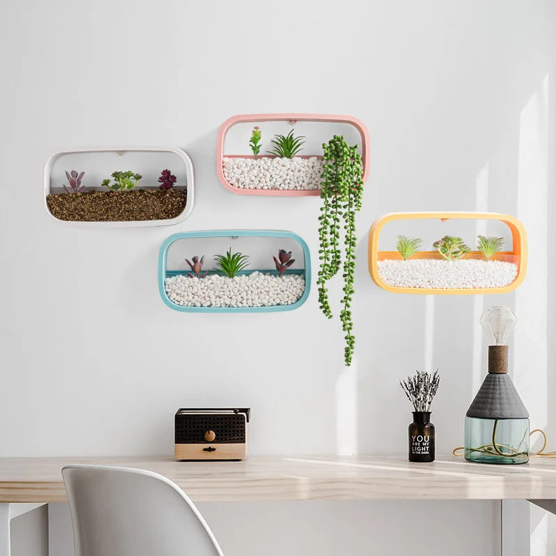 Modern Rectangle Hanging Wall Flower Vase – Decorative Wall-Mounted Planter