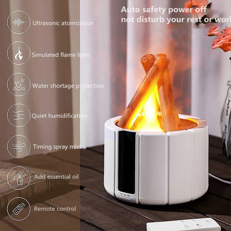 Bonfire Shaped Diffuser – LED Flame Essential Oil Humidifier