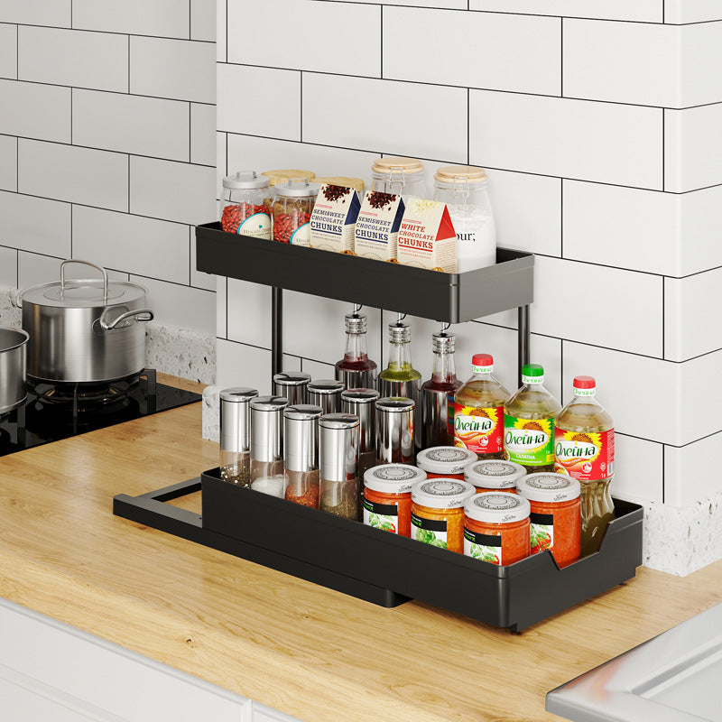 L-Shaped Kitchen Sink Storage Rack – Pull-Out Cabinet Organizer