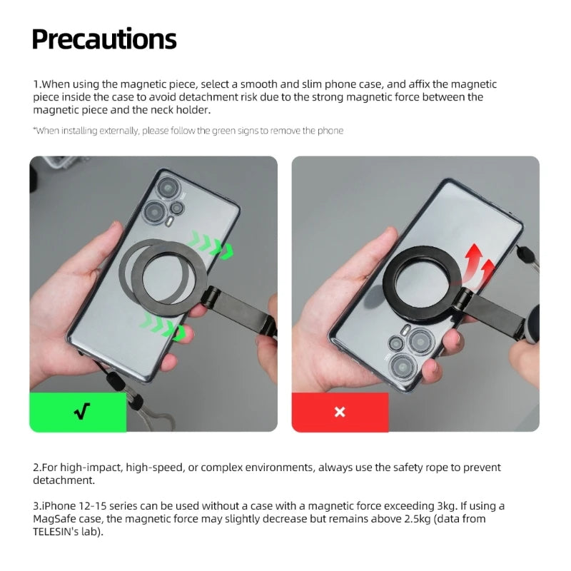 Magnetic Neck Hanging Mount Holder – Wearable Phone & Action Camera Bracket