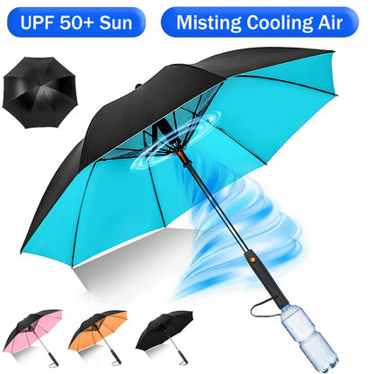Portable Umbrella with Fan & Misting System – UV Protection & Cooling