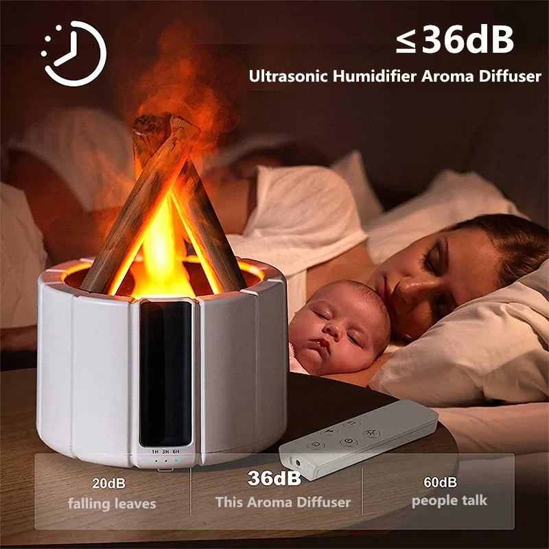 Bonfire Shaped Diffuser – LED Flame Essential Oil Humidifier
