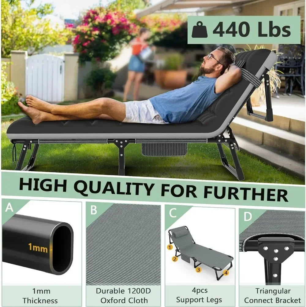 3-in-1 Folding Camping Bed with Adjustable Backrest
