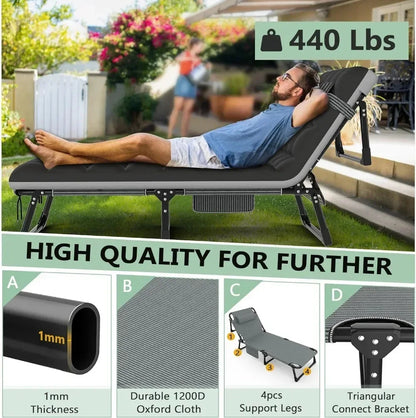 3-in-1 Folding Camping Bed with Adjustable Backrest