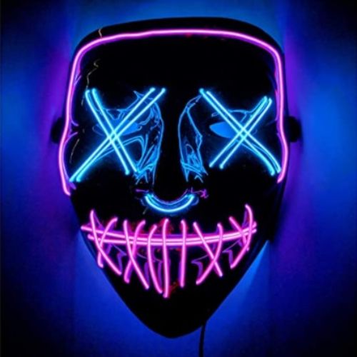 LED Glow Scary Mask – PVC EL Wire Halloween Party Mask