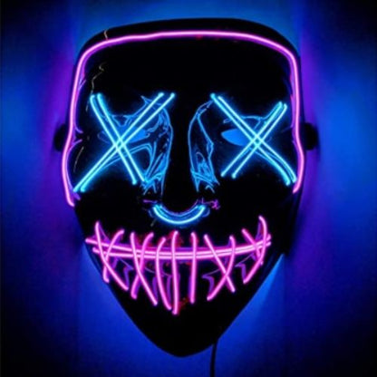 LED Glow Scary Mask – PVC EL Wire Halloween Party Mask