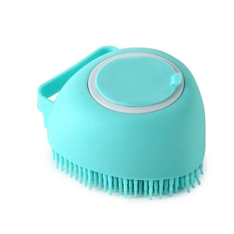 Pet Bath Brush with Shampoo Dispenser – Silicone Dog Massage Scrubber