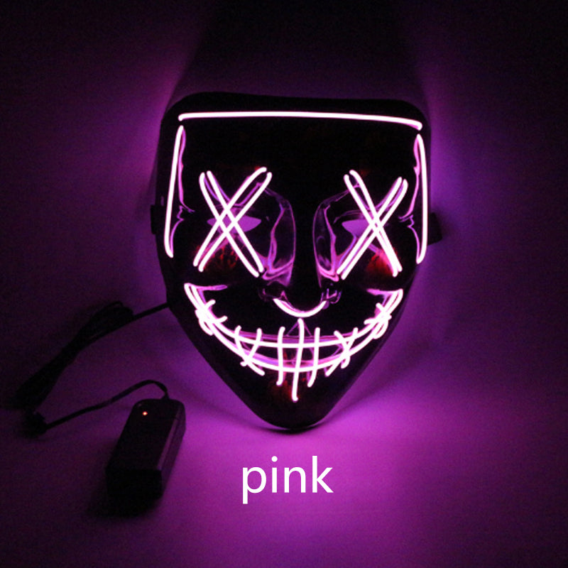 LED Glow Scary Mask – PVC EL Wire Halloween Party Mask