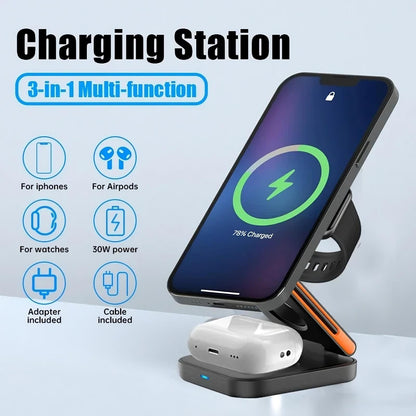 MagSafe-Compatible Foldable Charging Station (3-in-1)