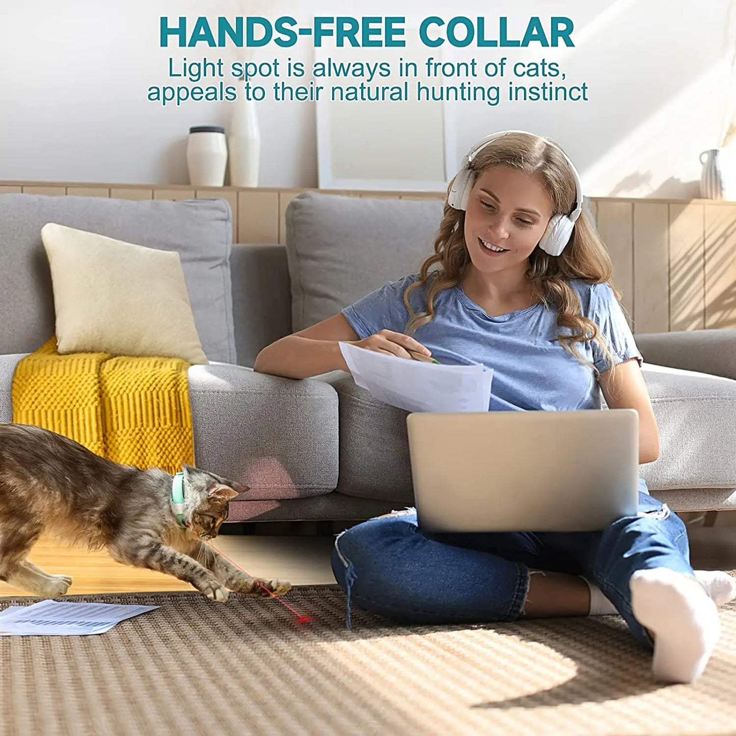 Hands-Free LASER Cat Toy Collar – Automatic Hunting Light