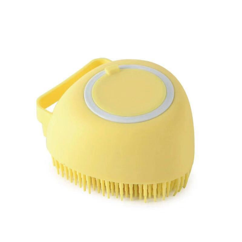 Pet Bath Brush with Shampoo Dispenser – Silicone Dog Massage Scrubber
