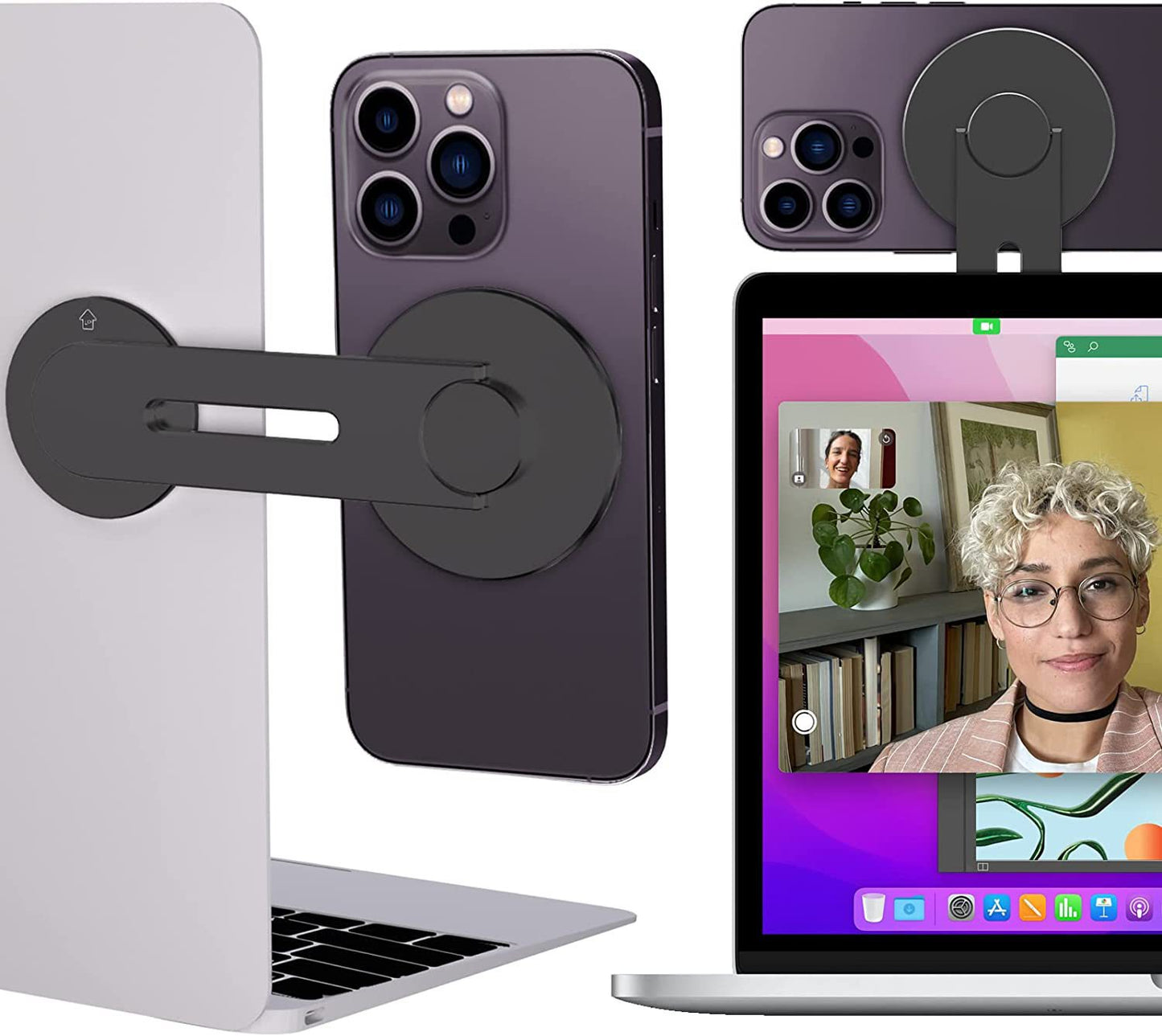 Magnetic Laptop Phone Mount – Clip-On for Dual-Screen Use