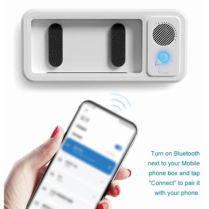 Shower Phone Holder with Bluetooth Speaker – Waterproof Wall Mount for Music & Videos