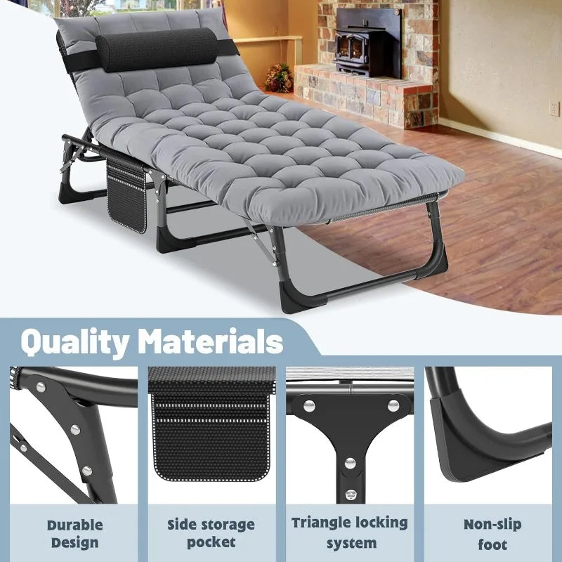 3-in-1 Folding Camping Bed with Adjustable Backrest