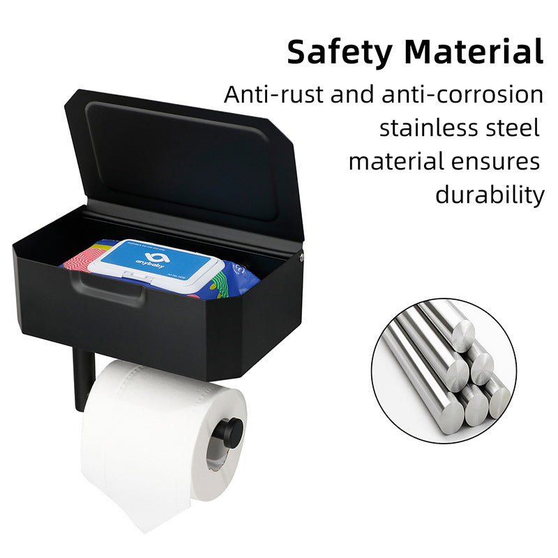 Stainless Steel Paper Towel Box And Paper Towel Holder In Bathroom Wall Mounted Perforated Roll Paper Holder Household Toilet Paper Holder