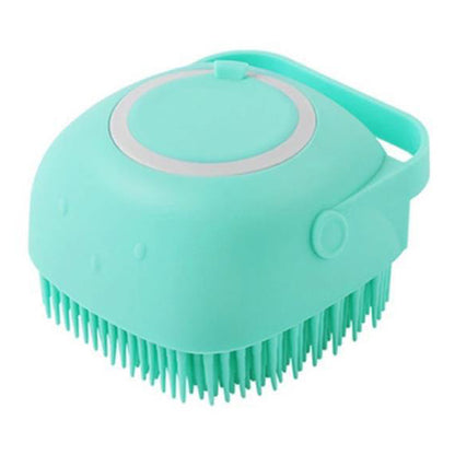 Pet Bath Brush with Shampoo Dispenser – Silicone Dog Massage Scrubber