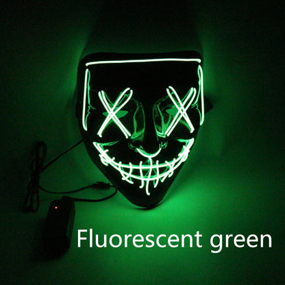 LED Glow Scary Mask – PVC EL Wire Halloween Party Mask
