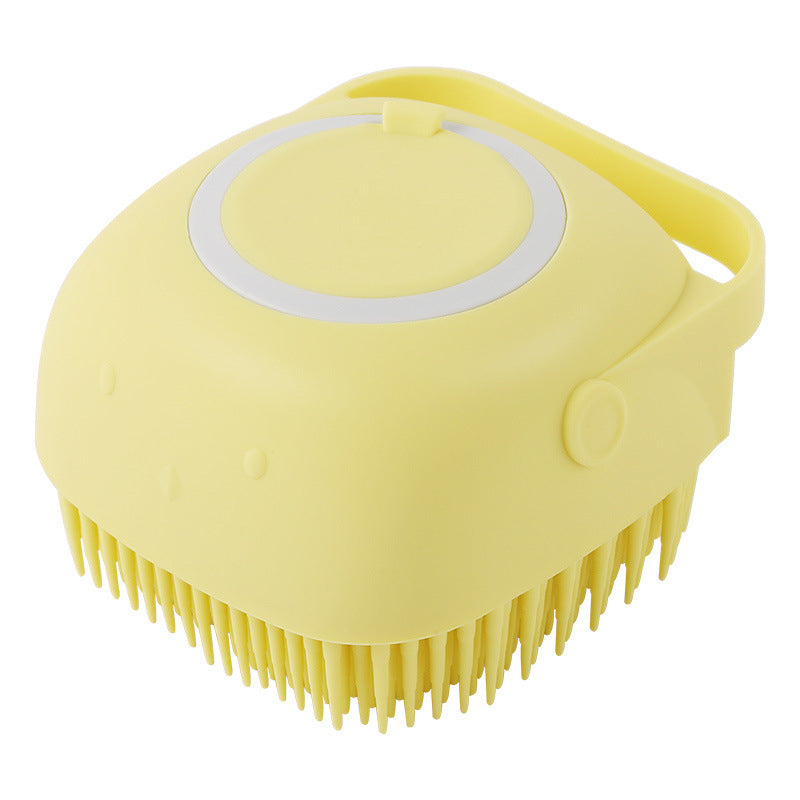 Pet Bath Brush with Shampoo Dispenser – Silicone Dog Massage Scrubber