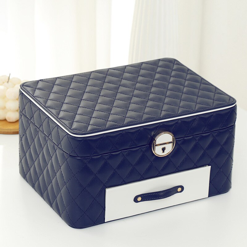 New 3-layer Large Jewelry Box High Capacity Jewelry Casket Storage Organizer Leather Travel Beauty Boxs for Women