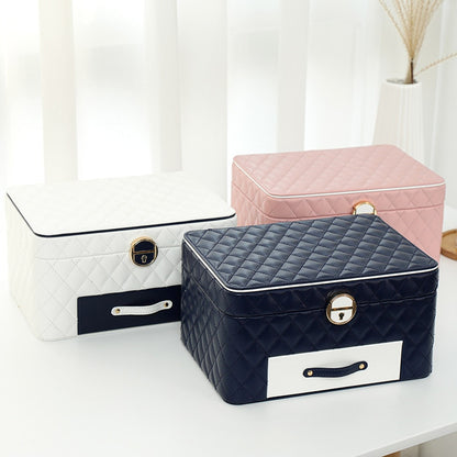 New 3-layer Large Jewelry Box High Capacity Jewelry Casket Storage Organizer Leather Travel Beauty Boxs for Women