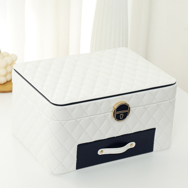 New 3-layer Large Jewelry Box High Capacity Jewelry Casket Storage Organizer Leather Travel Beauty Boxs for Women