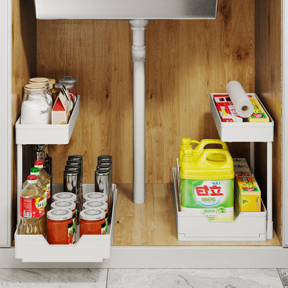 L-Shaped Kitchen Sink Storage Rack – Pull-Out Cabinet Organizer