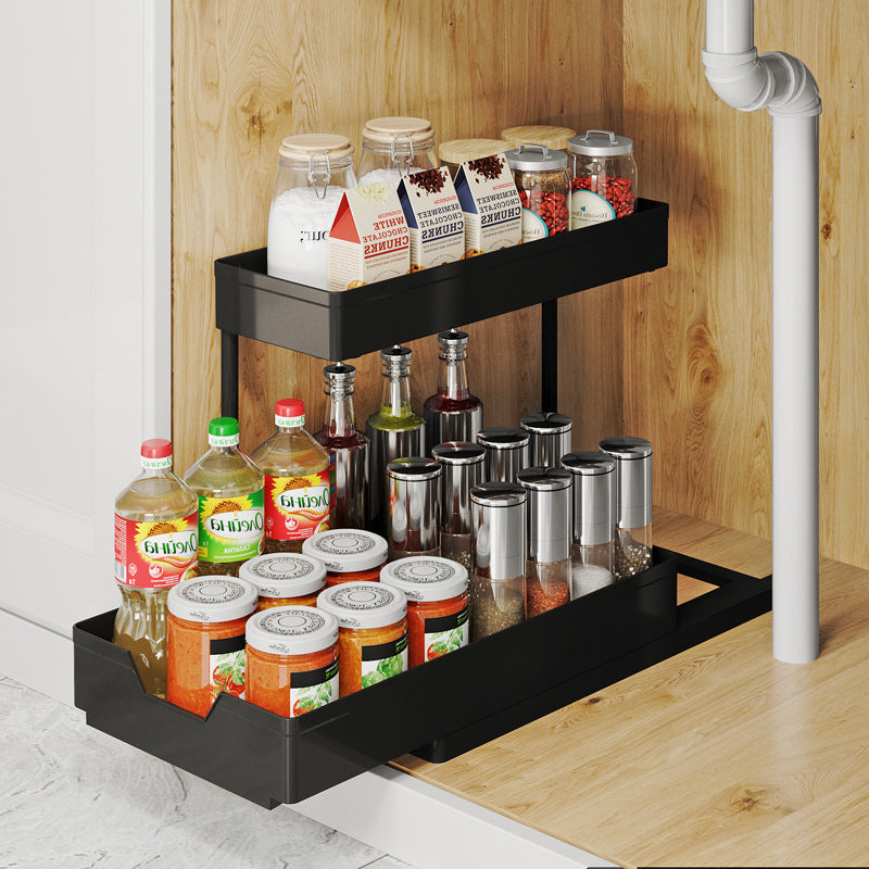 L-Shaped Kitchen Sink Storage Rack – Pull-Out Cabinet Organizer