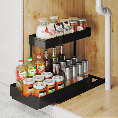 L-Shaped Kitchen Sink Storage Rack – Pull-Out Cabinet Organizer