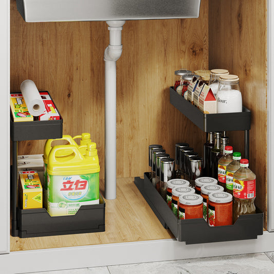 L-Shaped Kitchen Sink Storage Rack – Pull-Out Cabinet Organizer